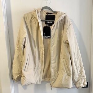 NEW Rains Cream Hooded Rain Jacket